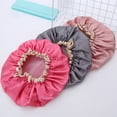 thumbnail image 1 of jiaroswwei Home Women Elastic Reusable Waterproof Shower Cap Head Hair Cover Bathing Hat, 1 of 8