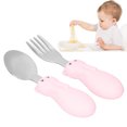 thumbnail image 4 of Toddler Feeding Utensils, Dirt Resistant  Safe Exquisite Beautiful Fork Spoon Set  For Feeding Pink, 4 of 8
