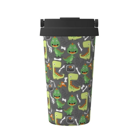 

KLL Cartoon Dinosaurs (2) Pattern Stainless Steel Vacuum Insulated Tumbler - Carry Insulated Coffee Mug - Reusable Insulated Cold Brew Iced Coffee Cup Thermos