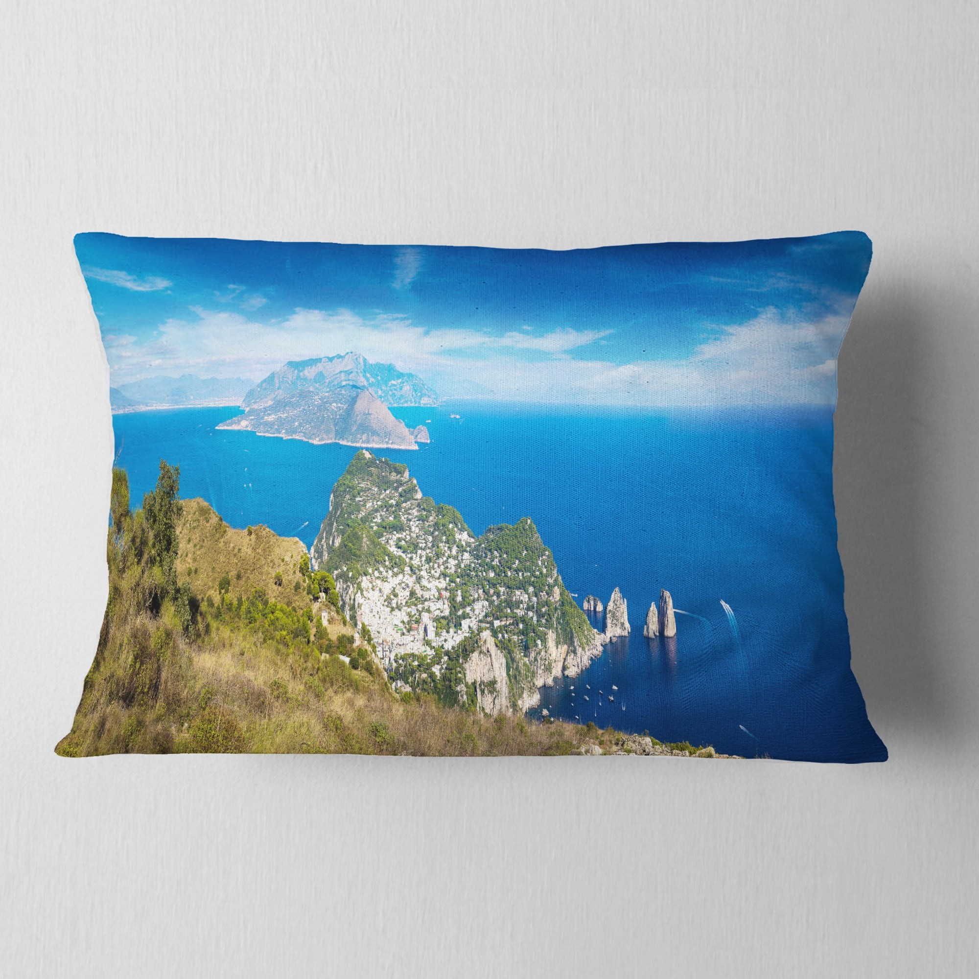 Designart Capri Island in Italy - Photography Throw Pillow - 12x20