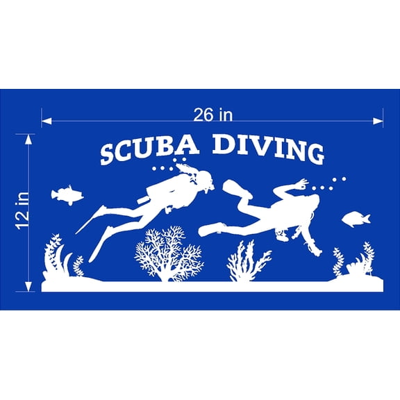 SCUBA DIVING VINYL WALL DECAL (YOU CHOOSE SIZE AND COLOR!)