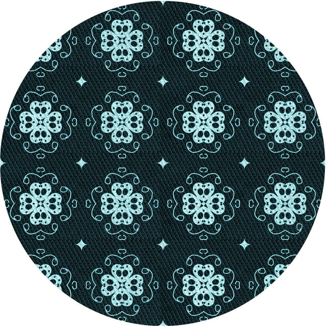 Ahgly Company Tapis Rond Lavable en Machine Intérieur Transitionnel Vert Profond, 5 Pieds Rond