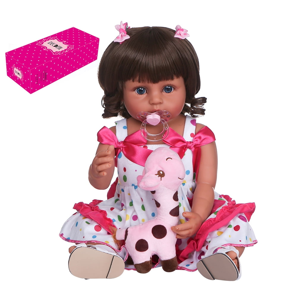 Decdeal 22 inch 55cm Baby Doll Silicone Full Body Lifelike Cute Bath Dolls Baby Doll Toddlers