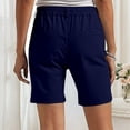 thumbnail image 5 of Women's Casual Twill Solid Color Shorts With Side Pockets, Pull On Elastic Waist, Soft Stretch Comfortable Material, Mid Rise Regular Fit Shorts, For Daily Wear, Shopping,, 5 of 9
