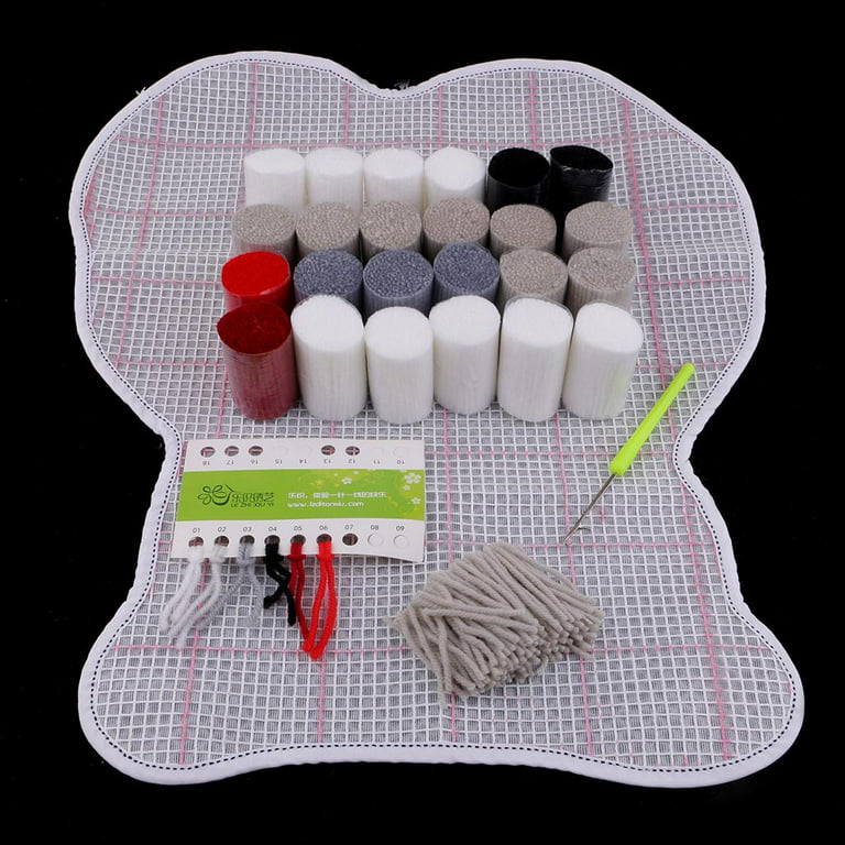 Latch Hook Kits for Beginners DIY Bear Cushion Rug Children Christmas Gift