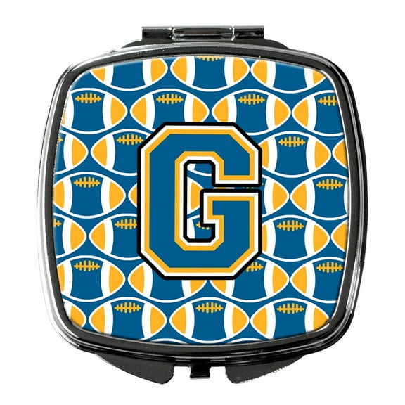 Letter G Football Blue and Gold Compact Mirror CJ1077-GSCM