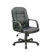 Office Factor Black Bonded Leather Desk Office Chair Black Swivel Lumbar Support Very Comfortable (OF-1050BK)