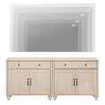 thumbnail image 3 of Light Beige Farmhouse TV Stand for 75 inch TV with 4 Doors and 2 Drawers, 3 of 6