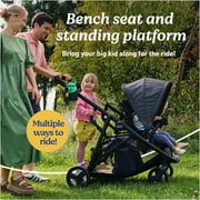 Graco Ready2Grow LX 2.0 Double Stroller Features Bench Seat and Standing Platform Options, Clark, Grey