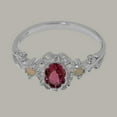 thumbnail image 6 of LBG British Made 925 Sterling Silver Natural Pink Tourmaline & Opal Womens Anniversary Ring - 33 size options - Size 4.75, 6 of 8