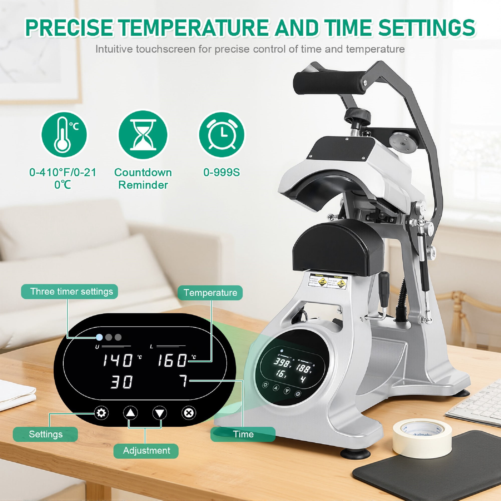 Dual Heater Hat Heat Press, Semi-auto Open Printing Cap Machine