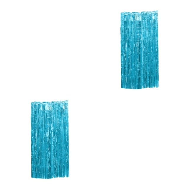 Enqiretly Odorless Foil Curtain Wide Application And Customizable Options For Birthday Light Blue 3*1m 2Set