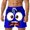 Dark Blue, variant on Funny Cartoon Face Print Casual Summer Shorts Comfortable Elastic Waist Breathable Outdoor Pants Pineapple Yoga Shorts