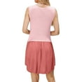 thumbnail image 4 of SMihono Women's Summer Slim Fit Knit Dress Crew Neck Ruffle Hem Ribbed Dresses Sleeveless Beach Plain Pleated Vest Dresses Pink S, 4 of 4
