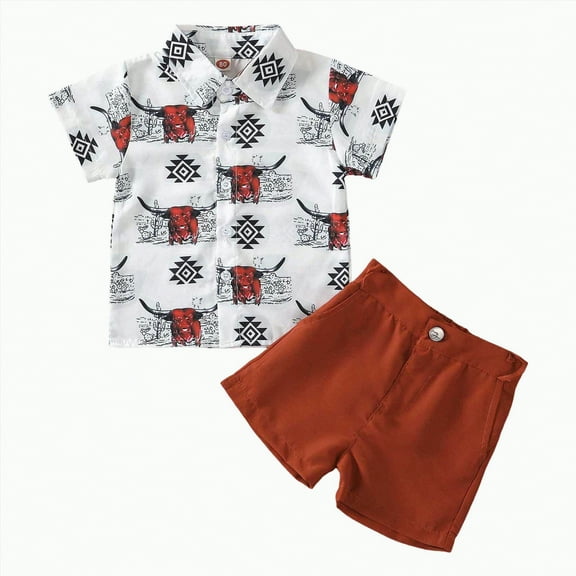 Baby Boy's Clothing Boys 2PCS Shorts Set Kids Summer Cow Printed Short Sleeve Sports 3 6 12 18 24 Months 3T T-shirt Tops Shorts Outfits School Wear Shirt and Jogger 2-Piece