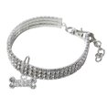 thumbnail image 1 of 1pc Rhinestone Dog Collar Necklace Creative Elastic Cat Neck Chain with Charm for Pet Puppy Kitty (White Size M 25CM + 5CM), 1 of 4