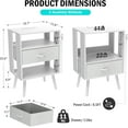 thumbnail image 3 of Night Stand Set of 2, Led Nightstands with Charging Station and Remote Control, Modern Bedside Table with Fabric Drawers Wooden End Tables for Bedroom Small Spaces (1 Drawer, White), 3 of 16