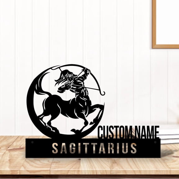 Custom Sagittarius Desk Name Plate Wedge,Personalized Zodiac Horoscope Nameplate Office Sign Company Astrology Plaque Decor Gift