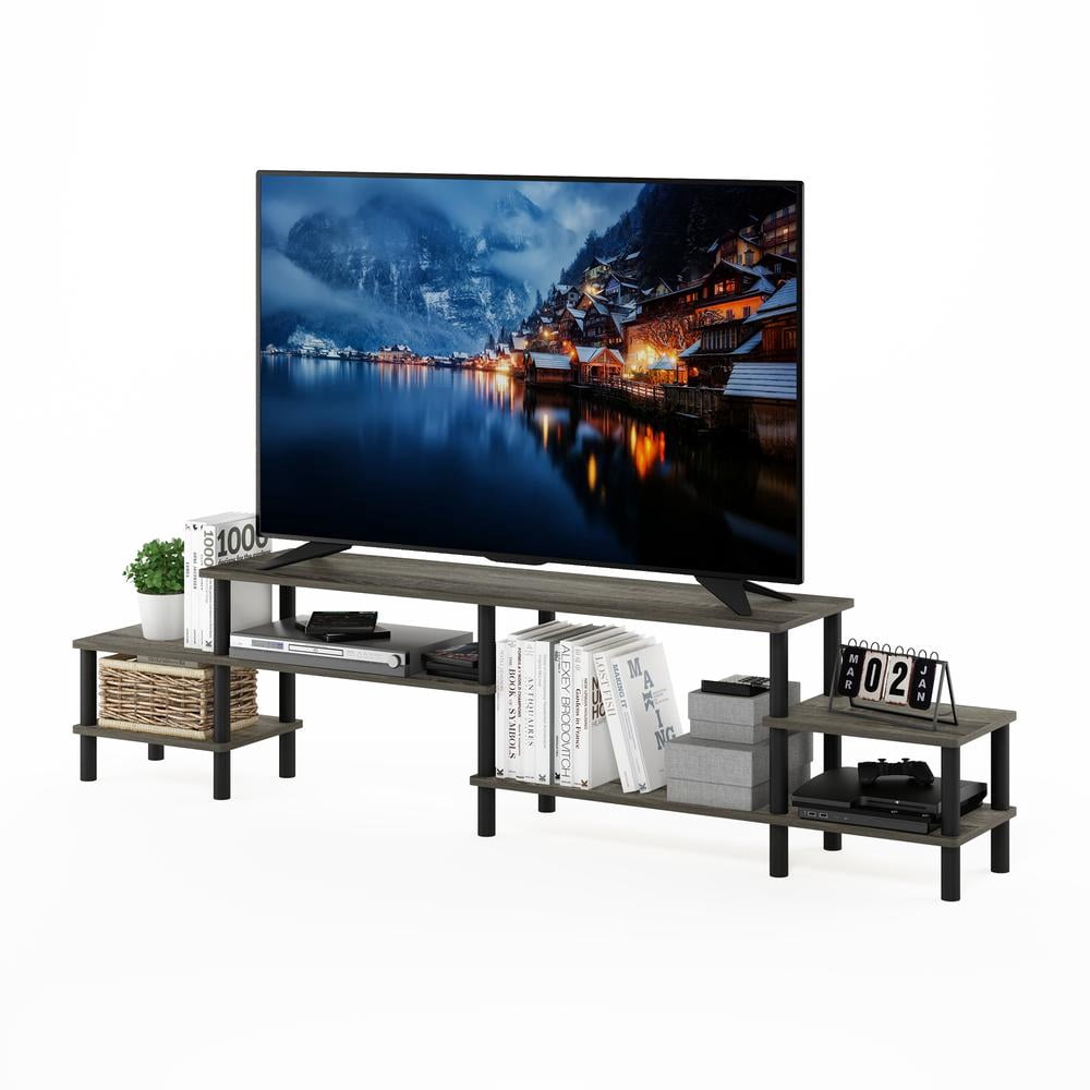 Furinno Turn-N-Tube Grand Entertainment Center for TV up to 80 Inch, French Oak Grey/Black