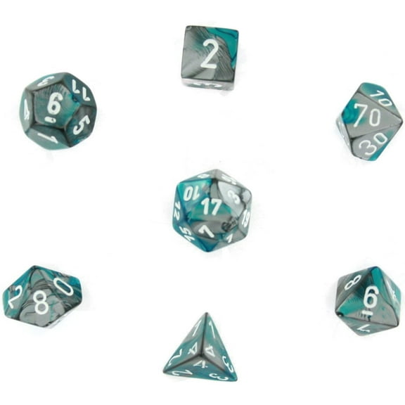 Gemini Polyhedral Steel-Teal W/White 7-Die Set