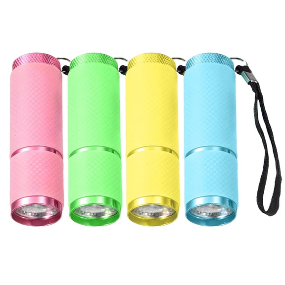 HIBIBUD 4 Pcs Purple LED Keychain Flashlight,Camping,Pocket UV for Nails,Currency