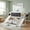 White, variant on Mirightone Twin Size Low Loft Bed with Slide & Climbing Frame, Wood Fort Bed Play Bed with Chalkboard & 2 Storage Cabinets (Gray)