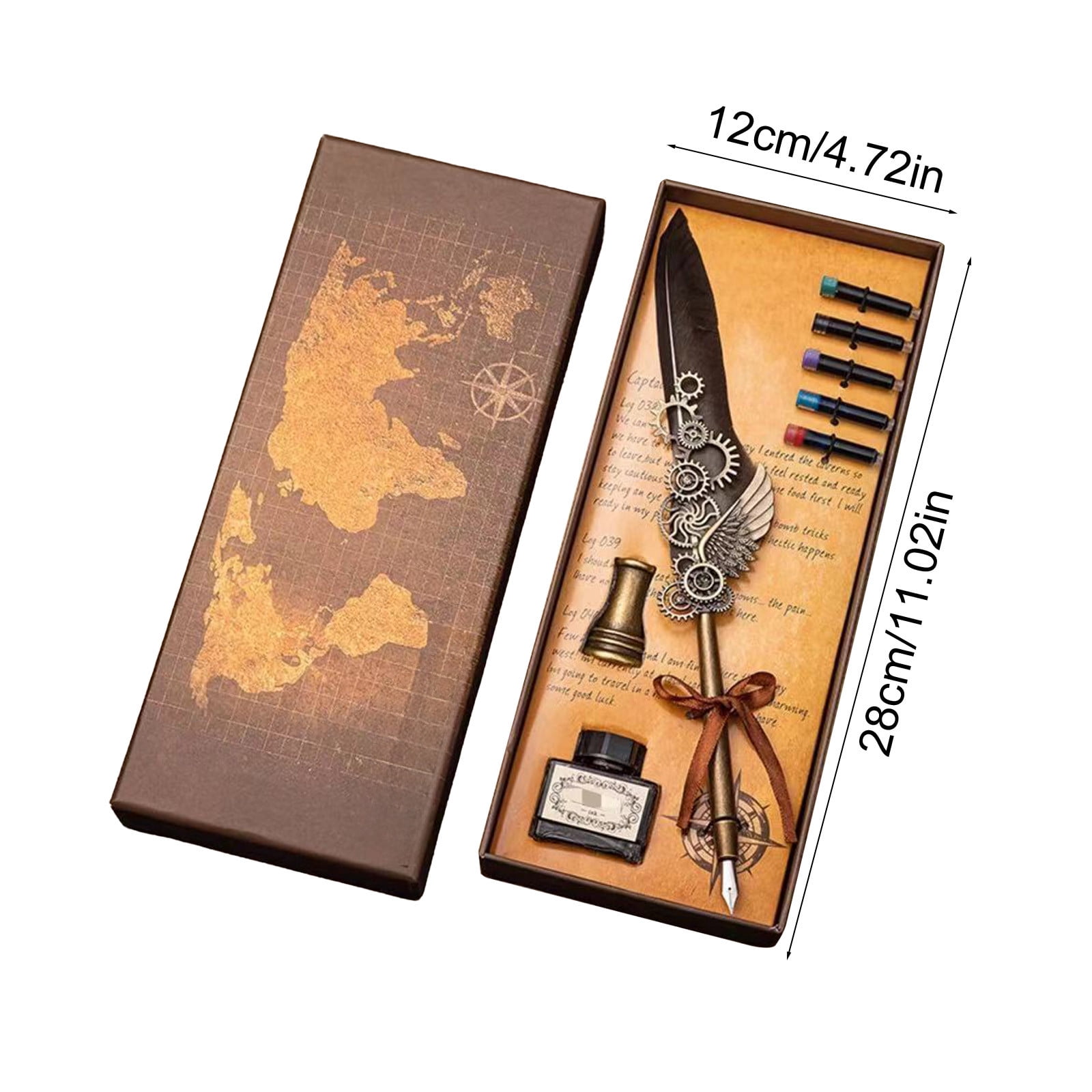 Xheghe Steampunk Quill Pen Set with Ink and Stand - Elegant Writing Kit for Journaling, Letter Writing, and Gifts for Adults