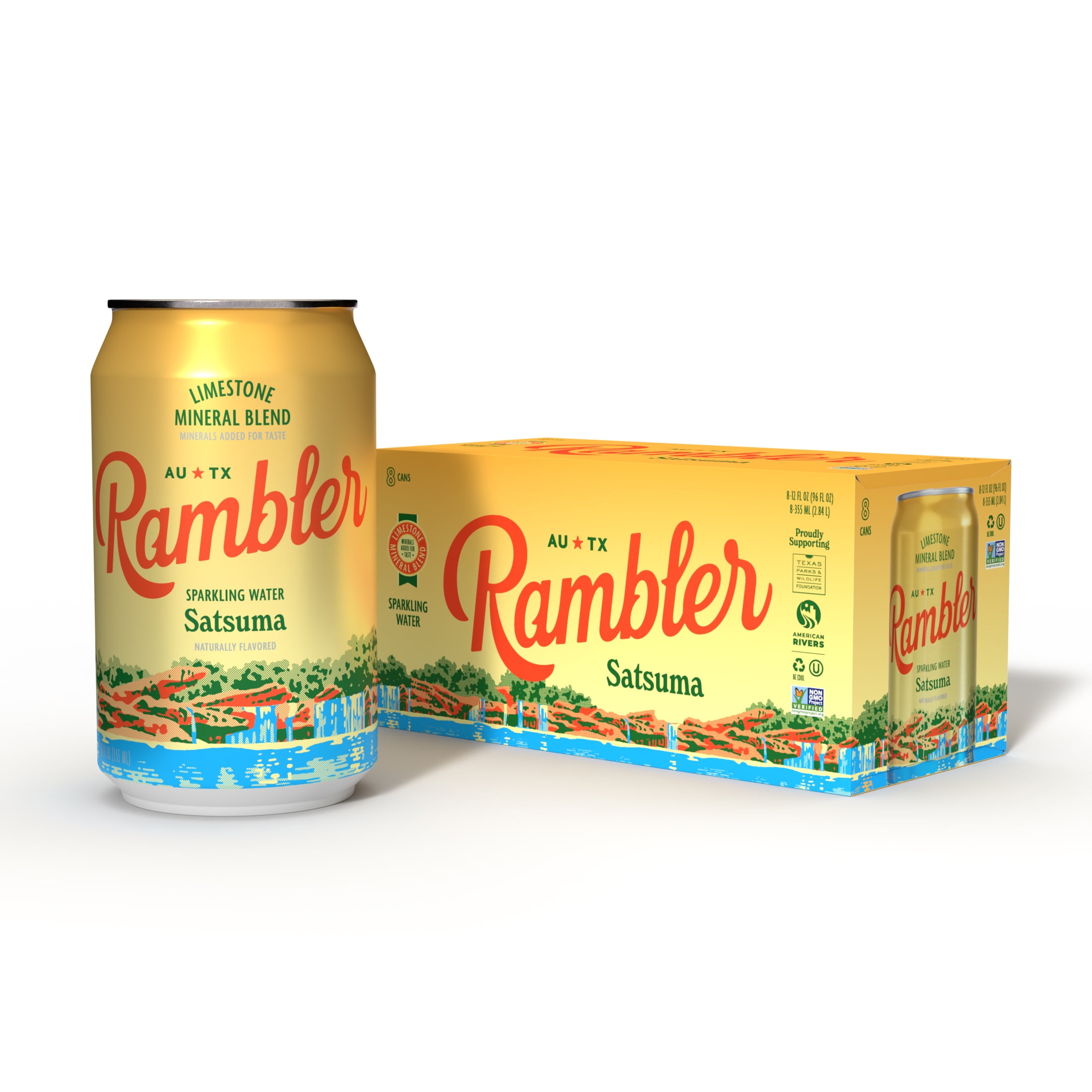 Rambler Sparkling Water Satsuma 8pk Cans