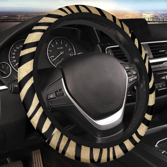 Car Steering Wheel Cover for Women Men, Non-Slip Breathable Steering Wheel, Zebra Pattern Steering Wheel Protector, Car Accessories, Universal 14" 02/2-15" Fit Auto, Suvs