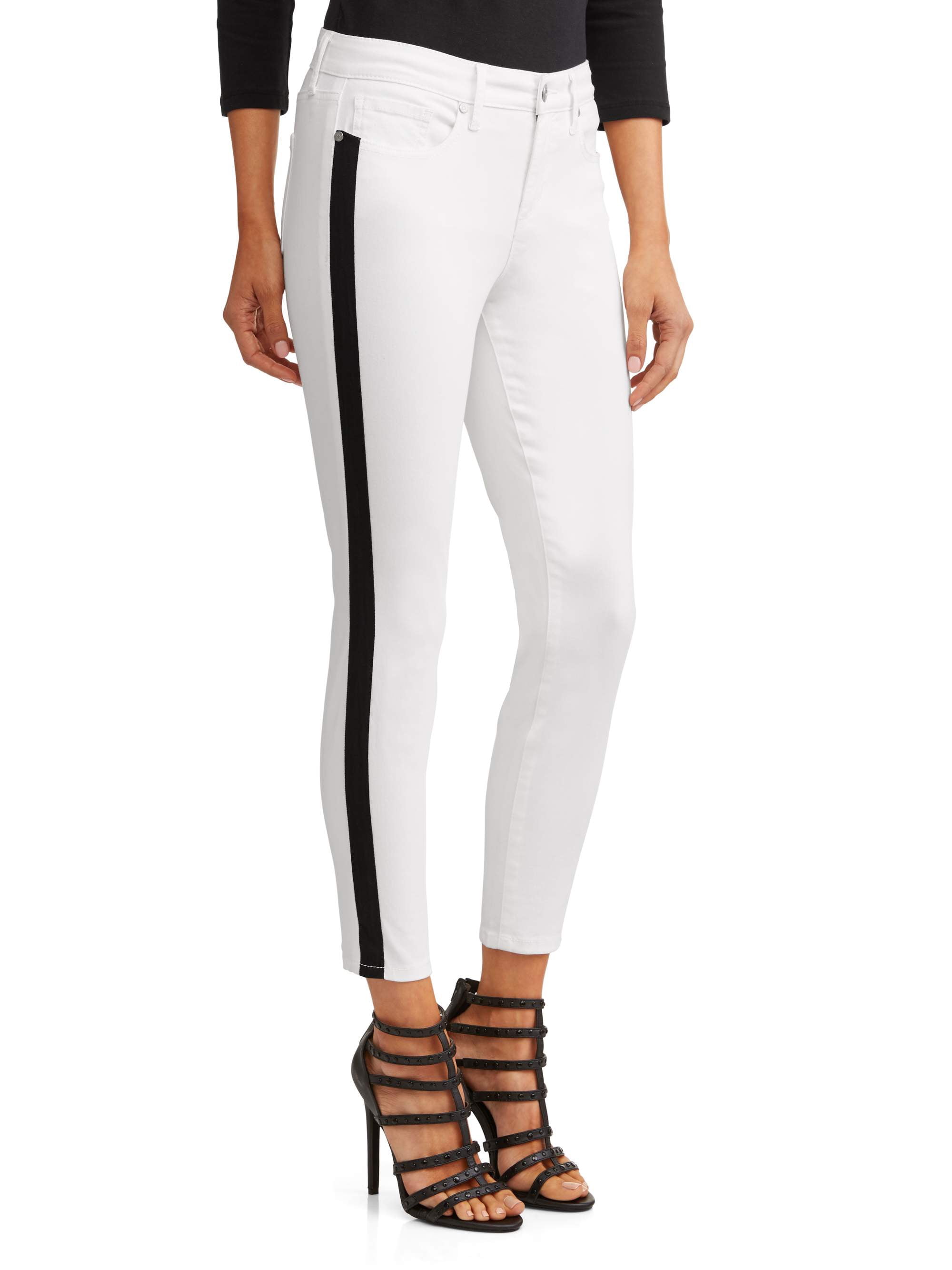 white jeans with stripe on side
