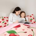 thumbnail image 5 of Manfei Cartoon Red Cherry Bedding Comforter Set for Teens, Yummy Summer Fruit Twin Comforter Sets, Kawaii Love Heart Reversible Bedding Set, Super Cozy Room Decor, 2pcs, 5 of 8