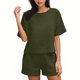 thumbnail image 2 of Conjunto Corto Casual para las Mujeres Manga Corta Bolsillo Pantalones Cortos Pantalones de Señoras Conjunto con Cuello Redondo Top, Ropa Casual de Verano, 2 of 9