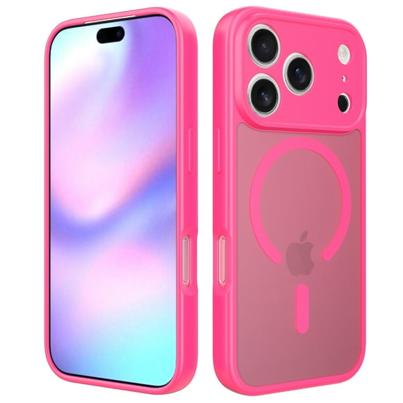 Designed for iPhone 17 Pro Max Magnetic Phone Case,Precision Lens Hole Protection,Compatible with Mag-Safe,Ultra Slim,Shockproof Anti-Scratch Anti-fall Translucent Matte Phone Case,Rose