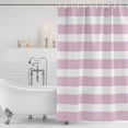 thumbnail image 2 of Polyester Fabric Pink Stripe Shower Curtain, Modern Simple Geometric White Striped Waterproof Bathtub Curtain Bathroom Decor Set with Hooks 72 x 96 Inches, 2 of 6