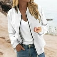thumbnail image 2 of DHFJKG Women Casual Zip Up Jacket Spring Solid Color Long Sleeve Turndown Collar Coat Lightweight Crop Tops Stylish Jackets, 2 of 5