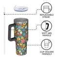thumbnail image 4 of 40oz Pioneer Flower Floral Print Pattern Insulated Tumbler with Handle, BPA-Free Leak Proof Lid and Straws, Double Wall Vacuum, Hot 12h/Cold 34h, 4 of 6