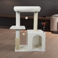 thumbnail image 2 of AIWIKIDE 31.50" Cat Tree for Indoor Cats with Cat Condo and Scratching Post,Cute Cat Tower with Self-Grooming Brush and Toy Balls,Beige, 2 of 7