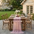 thumbnail image 7 of Inosoo Pearl Gauze Table Runner 30x120 inch, 10FT Romantic Sheer Tulle Table Runner with Pearls for Wedding Baby Shower, Pink, 7 of 7