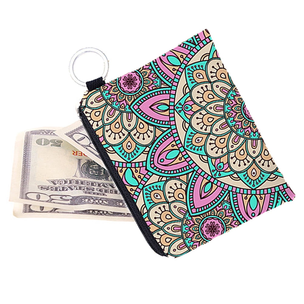 Women Elegant Floral Print Wallet Card Bag Card Key Holder Money Pouch PackBag Q 