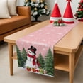 thumbnail image 6 of Christmas Table Runner Merry Christmas Snowman Table Runners Pink Snowflake Pine Tree Cotton Linen Dresser Scarf Kitchen Dining Table Decor for Christmas Holiday Party Decor 13x90 Inch, 6 of 9
