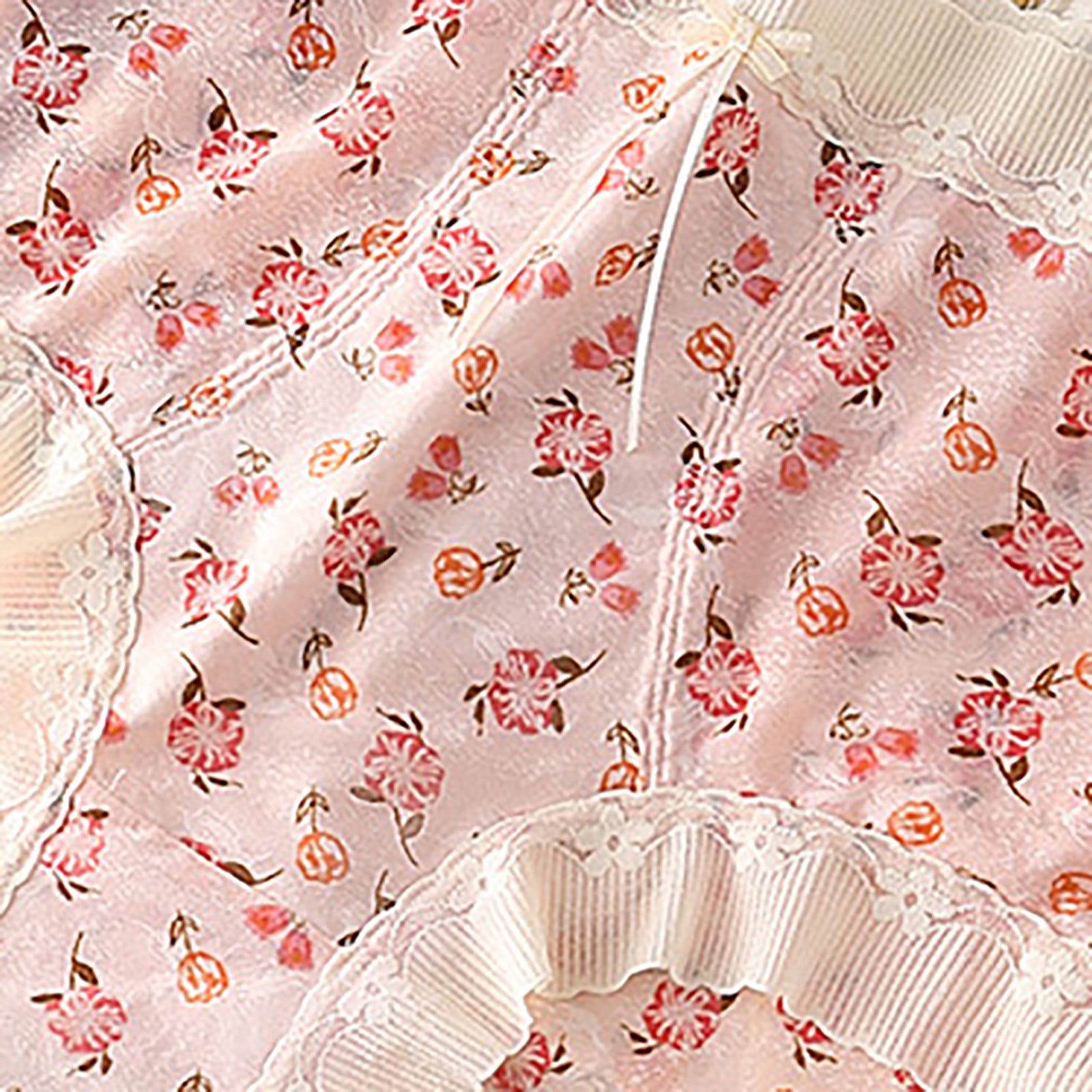 BZGTZT Women's Underwear Cotton Panties Floral Print Cherry Cute