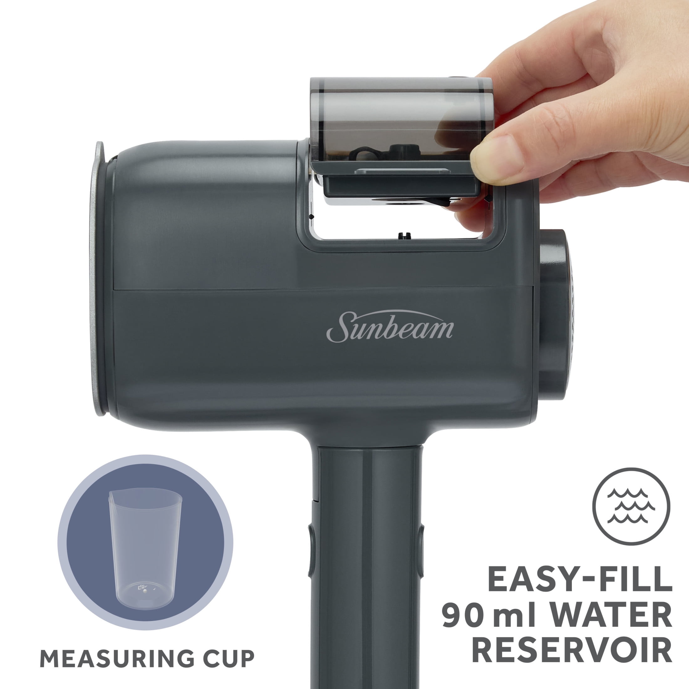 Sunbeam ReviveSystem 3-in-1 Garment Steamer, Iron, and Fabric Shaver with Ceramic Soleplate, Grey