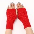 thumbnail image 4 of Gants Rouges Mitaines Thermiques pour Femmes Gants Chauds Coupe-Vent Élastiques Gants Noirs Doublés Chauds Gants Thermiques Extérieurs Gants d'Hiver, 4 of 4