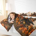 thumbnail image 3 of Manfei Vintage Striped Witch Hat King Size Comforter Sets 3pcs, Halloween Sunflower Wildflower Bat Comforters King Size, Orange Black Beige,Reversible,1 Comforter and 2 Pillowcases, 3 of 6