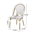 thumbnail image 2 of Outdoor PE Ratten and Aluminum French Bistro Chairs, Set of 2, Rusted Grey & White, Bamboo Print Finish, 2 of 5