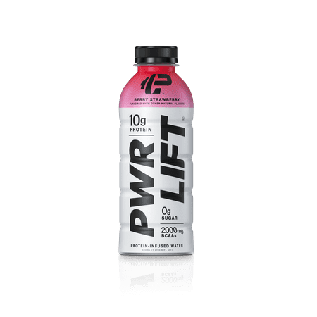 PWR LIFT Protein-Infused Water, 10g Protein, 2000 BCAAs, Berry Strawberry, 16.9 fl oz