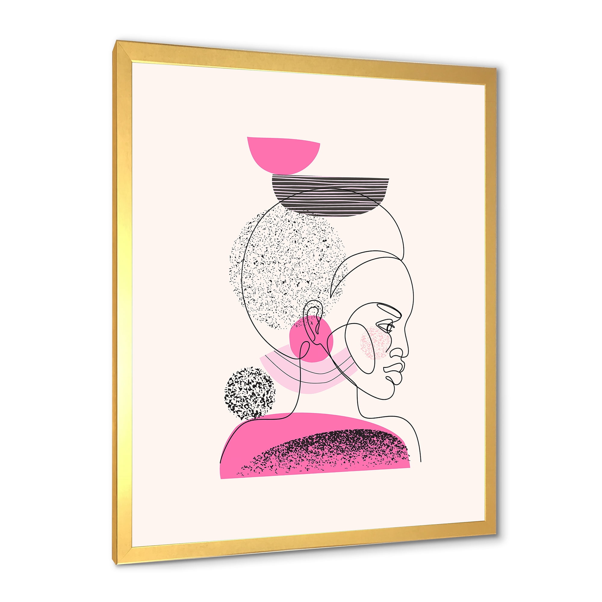 Designart 'One Line Portrait of Afro American Women V' Modern Framed Art Print