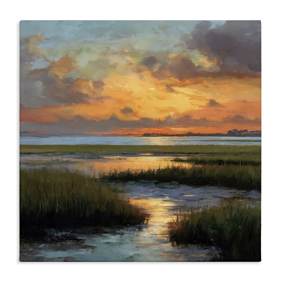 Stupell Industries Traditional Evening Marshland Glow Canvas Art, 17 x 17, by Petals Prints Design