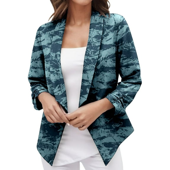 adviicd Womens Blazers for Work Professional Women's Blazer Suit Open Front Cardigan Long Sleeve Fitted Jacket Casual Office Cropped Blazer (Blue,L)