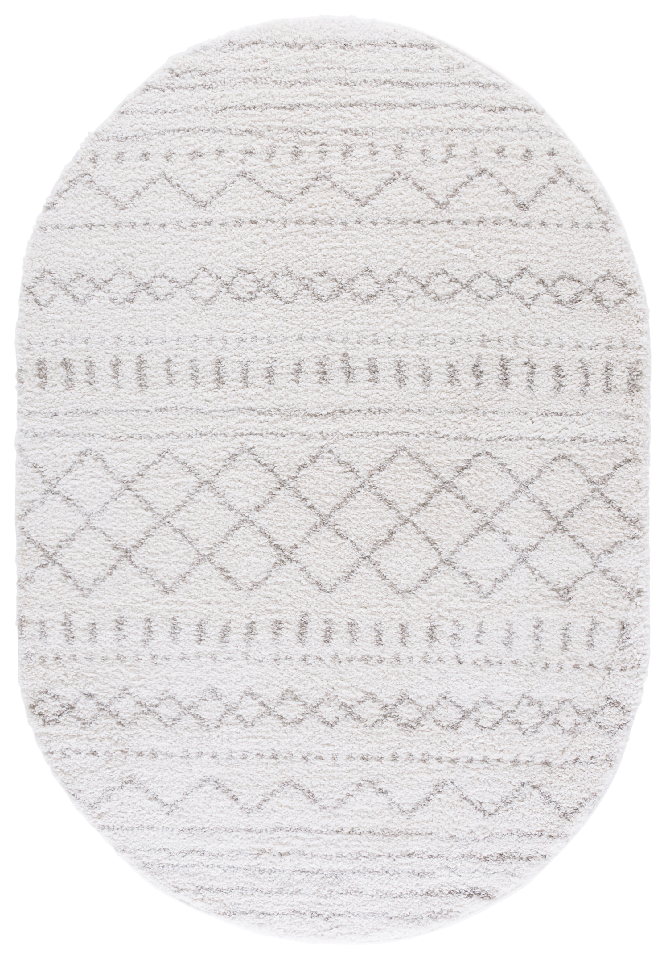Safavieh Arizona Teagan Geometric Shag Area Rug, Ivory/Beige, 7'6" x 9'6" Oval
